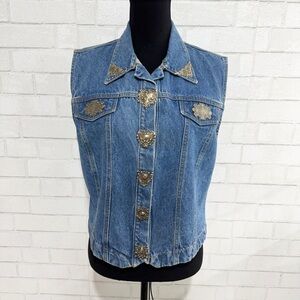 SOLDVintage 90’s The Brass Menagerie Museum Collection Denim Metal Filigree Vest
